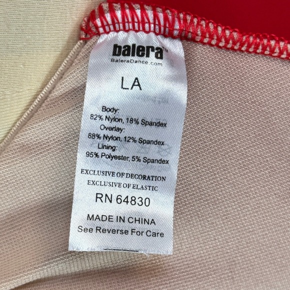 Balera Dance Costume Streak Lace Dress Adult L Red Sequin Sheer D10125 Weissman - Picture 12 of 14